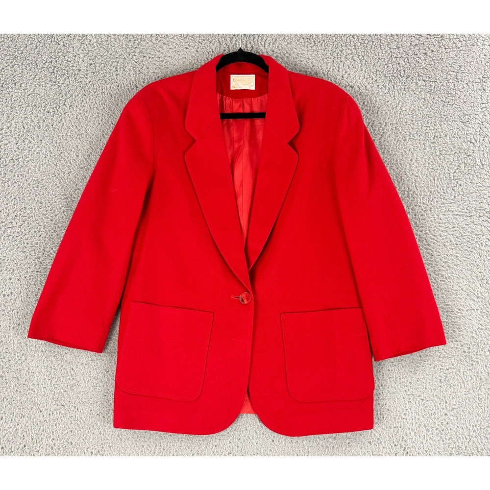 Vintage Pendleton Blazer Womens L Red 100% Virgin Wool Made USA Jacket Classic